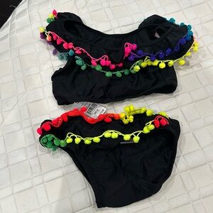 NWT Pilyq black pom Pom girls biki size 8